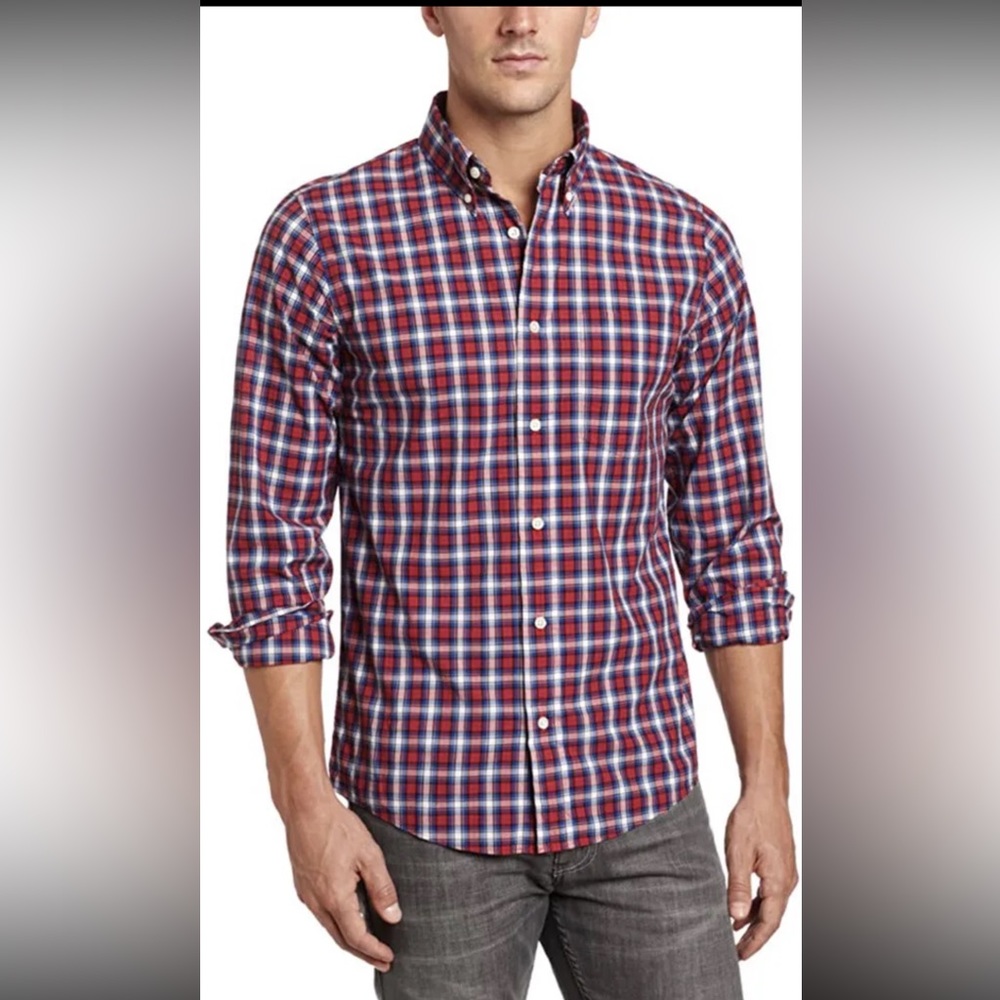 Jack Spade Men's Phillips Plaid Button Down‎ Shirt Long Sleeve Red Size Medium